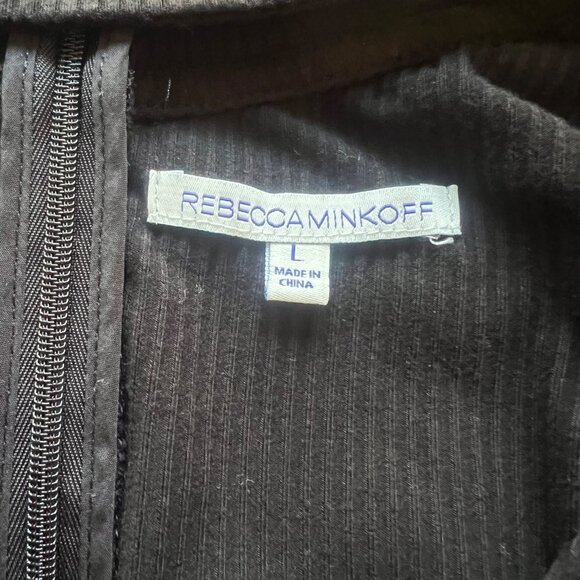 Rebecca Minkoff Size L Black Ribbed High Neck Cutout Long Sleeve Bodycon Dress - Picture 2 of 14